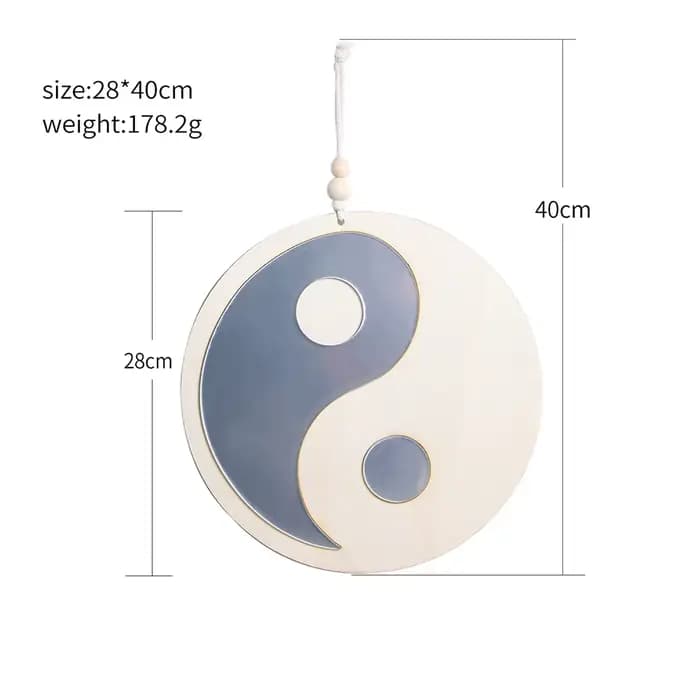 Miroir en bois décor à la maison Boho miroirs muraux pour salon chambre Tai Chi Yin Yang