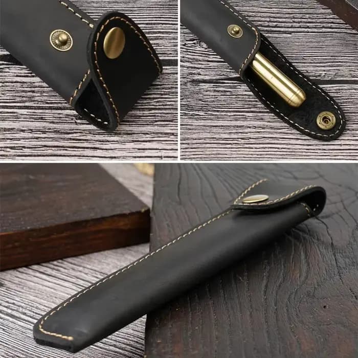 Trousse à crayons en cuir véritable pour journaux de carnet de voyage