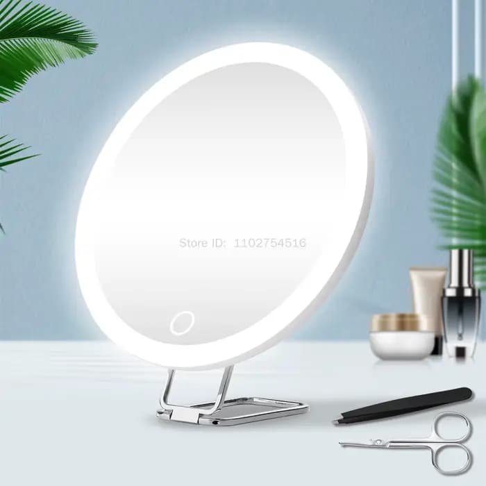 Miroir grossissant portable avec lumière