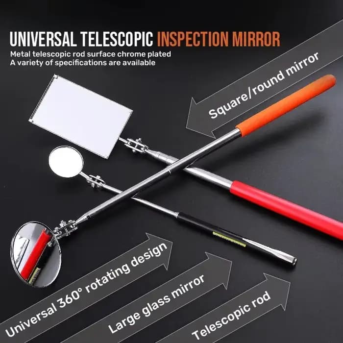 Miroir d'inspection télescopique automatique rond et carré, miroir d'inspection extensible et rotatif, ensemble d'outils manuels extensibles, outil de détection