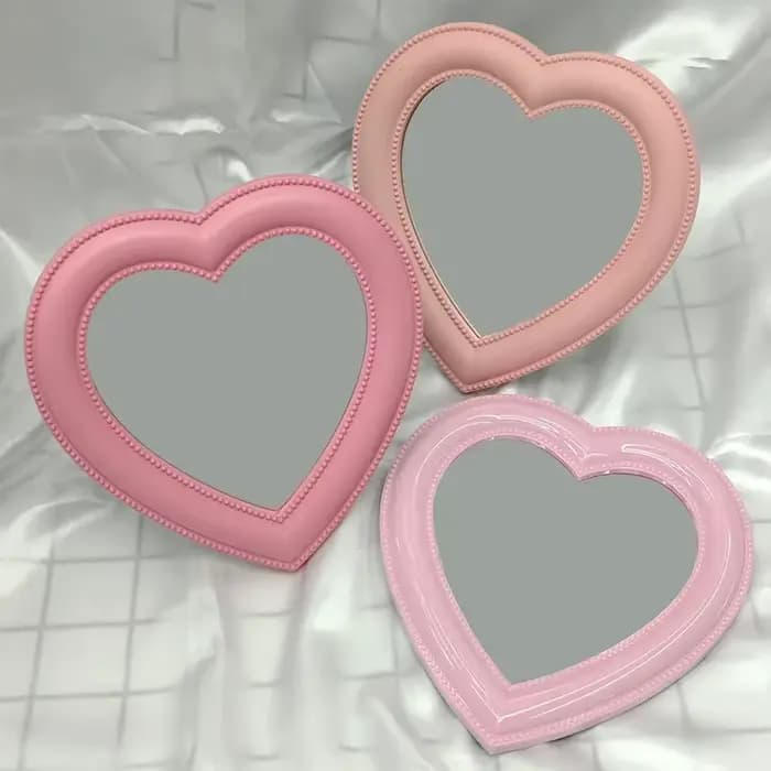 Miroir d'amour miroir de maquillage de table double miroir de dressing suspendu au mur coeur mignon livraison directe