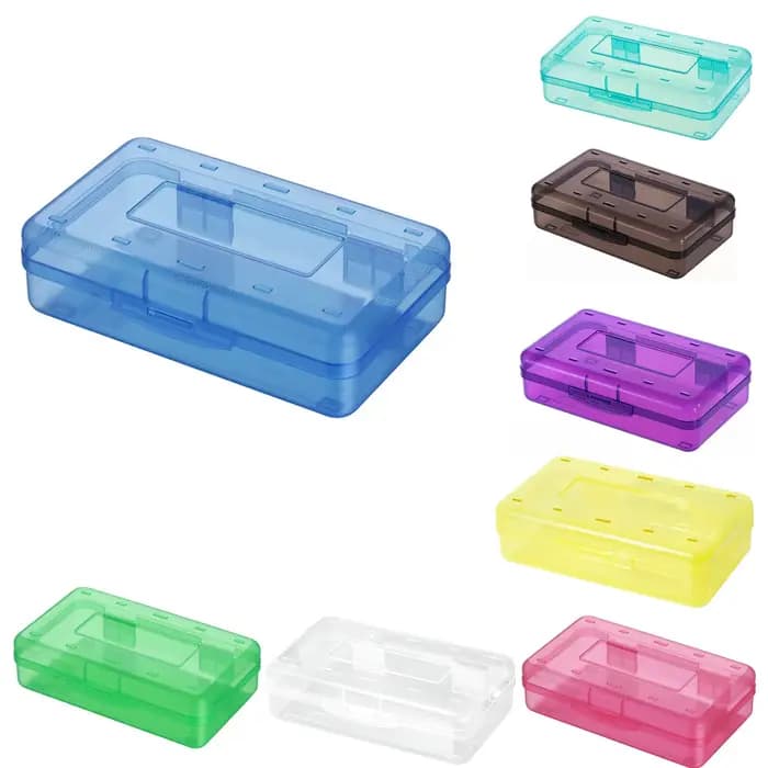 Trousse à crayons transparente en plastique, grande capacité, boîte de rangement multifonctionnelle de papeterie pour étudiants, trousse à crayons pour étudiants