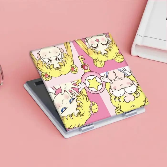 Miroir portable pliable double face à motif de dessin animé Sailor Moon