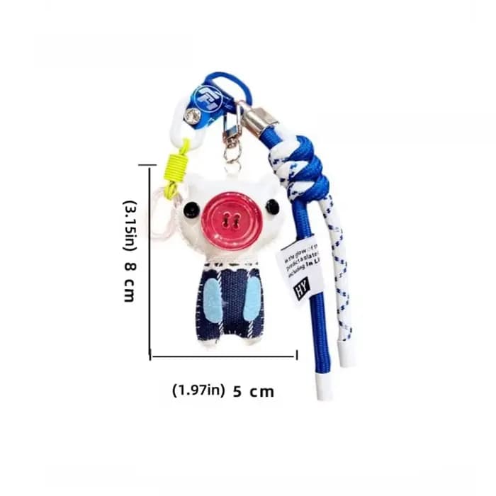 Porte-clés de luxe en cuir PU, drôle, bouton, poupées, pendentif, ornement de sac exquis, accessoires de sac/décor de clé