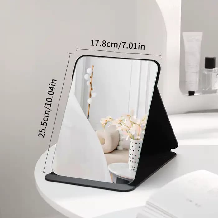 Miroir de Maquillage de Bureau en Cuir PU