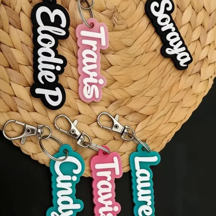 Porte-clés personnalisé en acrylique avec nom, breloque de sac à lettres personnalisables, support de clés avec texte personnalisable, breloque pour sac d'école pour enfants