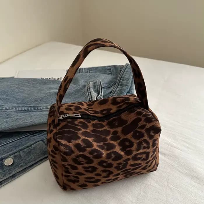 Sac à cosmétiques à imprimé léopard pour femmes