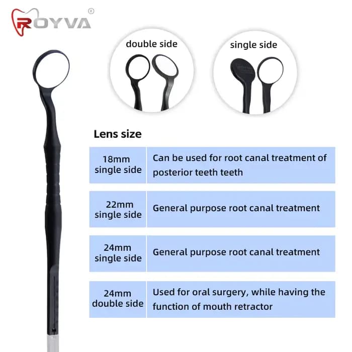 Miroirs buccaux Royva Dental pour examen de la surface, autoclavables, hydrophobes, 5 pièces, miroirs ultra-clairs