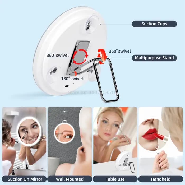 Miroir grossissant portable avec lumière