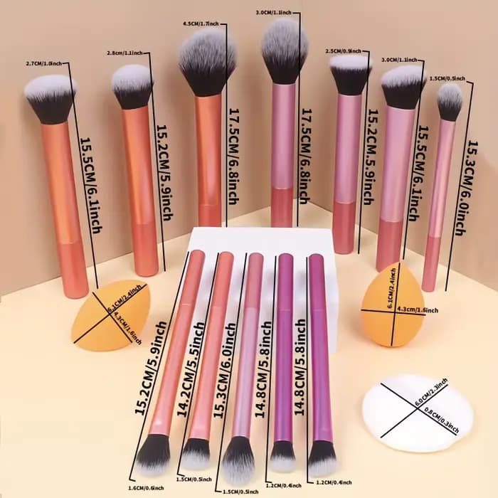 Ensemble de 12 pinceaux de maquillage multifonctionnels : pinceau pour poudre libre