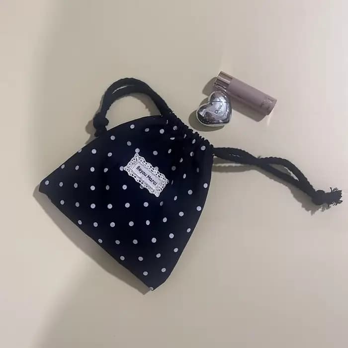 Trousse de Toilette de Voyage Grande Capacité à Cordon de Serrage à Pois