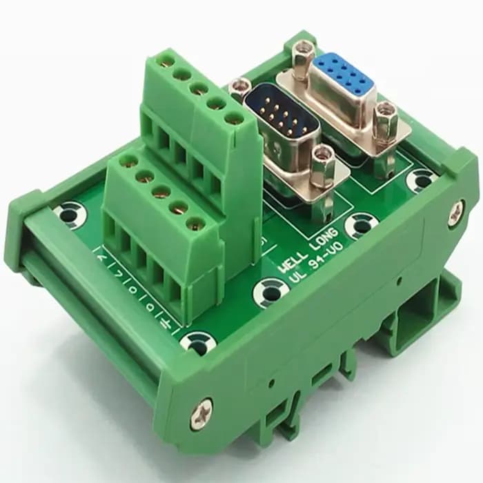 Module d'interface à montage sur Rail DIN D-SUB DB9, carte de dérivation mâle/femelle, bornier, connecteur.