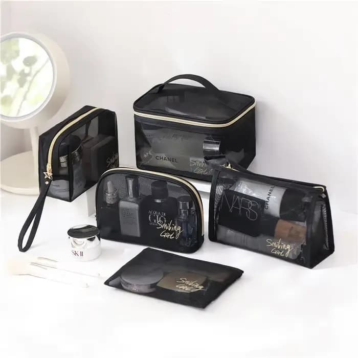 Sac de maquillage en maille transparente