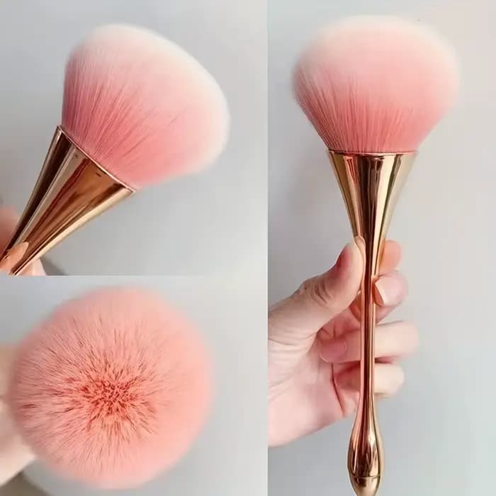 Pinceau de maquillage en forme d'éventail rose doré