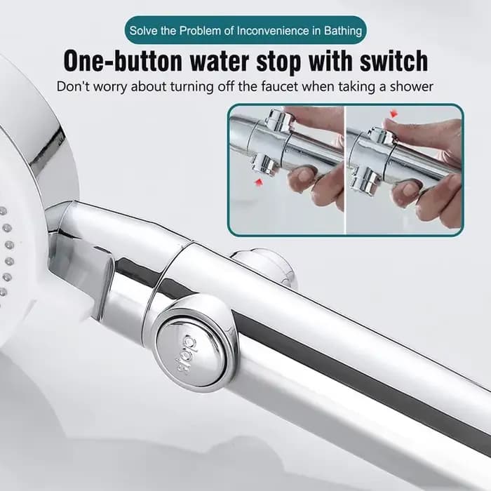 Pommeau de douche haute pression réglable, 5 Modes avec tuyau, économie d'eau, buse de pulvérisation d'arrêt à une touche, accessoires de salle de bain et de douche