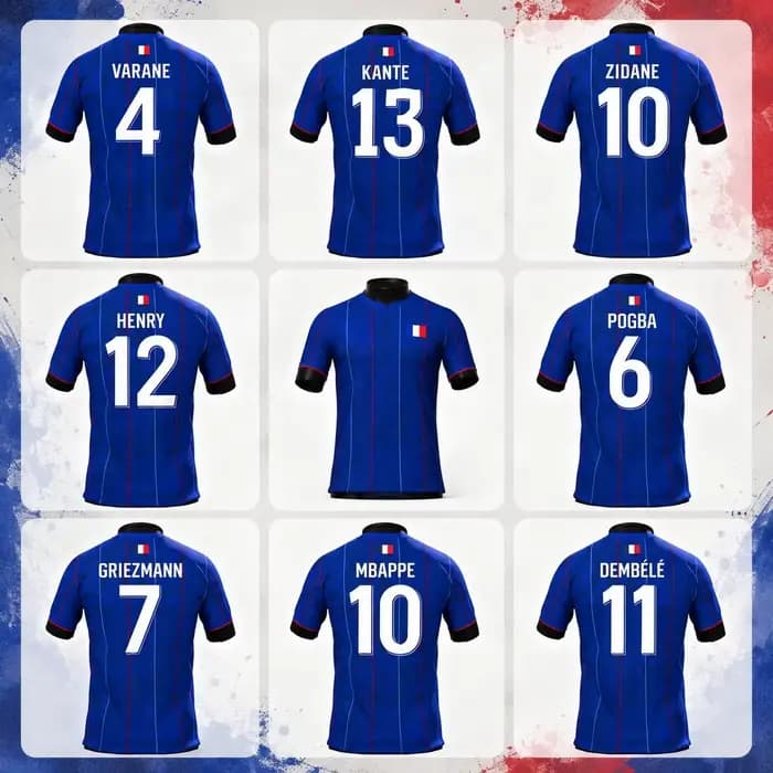 T-shirt d'entraînement de football pour supporters français 2027 - Impression 3D - Tendance, confortable et respirant - Vêtements pour toute la famille