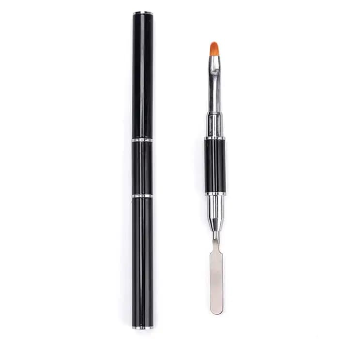 Sélecteur de brosses à Gel Poly à double extrémité 2 en 1, brosse et spatule pour ongles en acier inoxydable, brosse pour Extension d'ongles