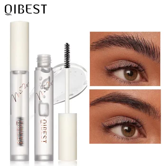 QIBEST Gel de sourcils liquide de coiffage Gel fixe Transparent incolore Gel de maquillage de réparation