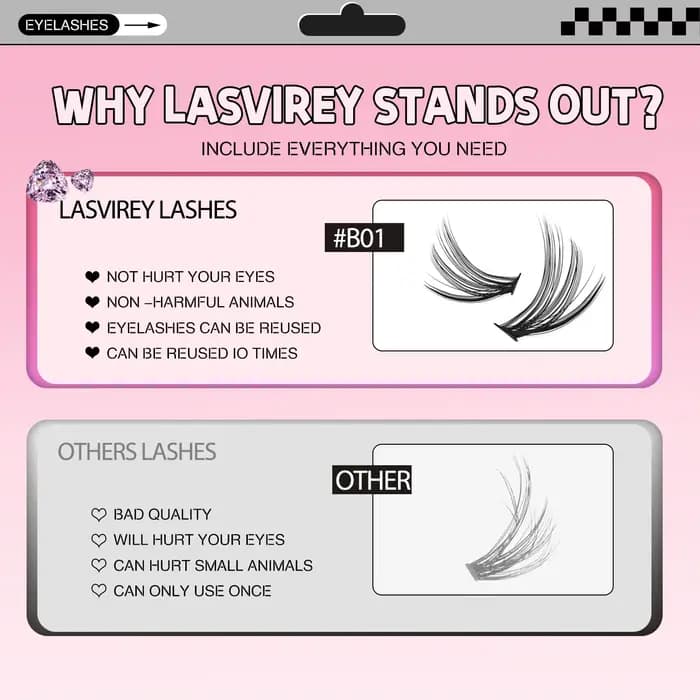 Lasvirey Kit de grappes de cils DIY