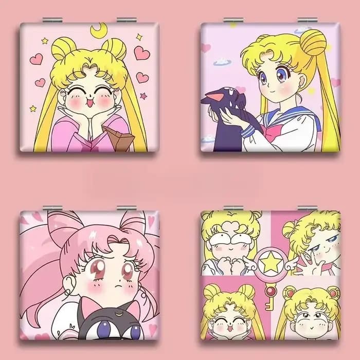 Miroir portable pliable double face à motif de dessin animé Sailor Moon