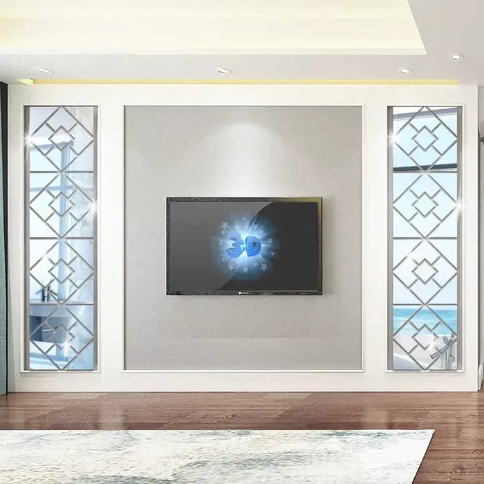 Autocollant mural miroir carré 3D