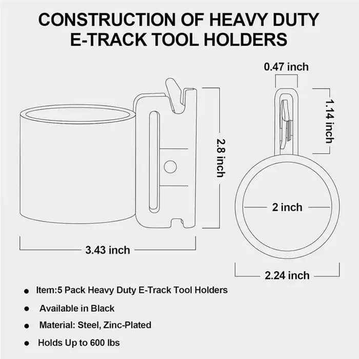 Accessoires E-Track, lot de 5 supports d'outils E-Track robustes pour remorque fermée pour camion