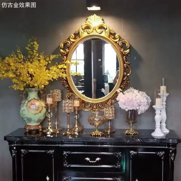 Miroir de maquillage Vintage mural esthétique ovale Design européen