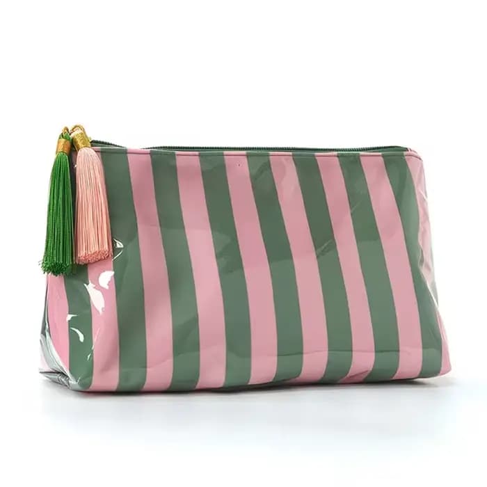 Trousse de maquillage rayée