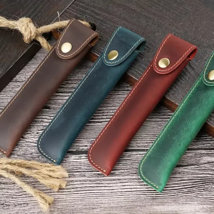Trousse à crayons en cuir véritable pour journaux de carnet de voyage