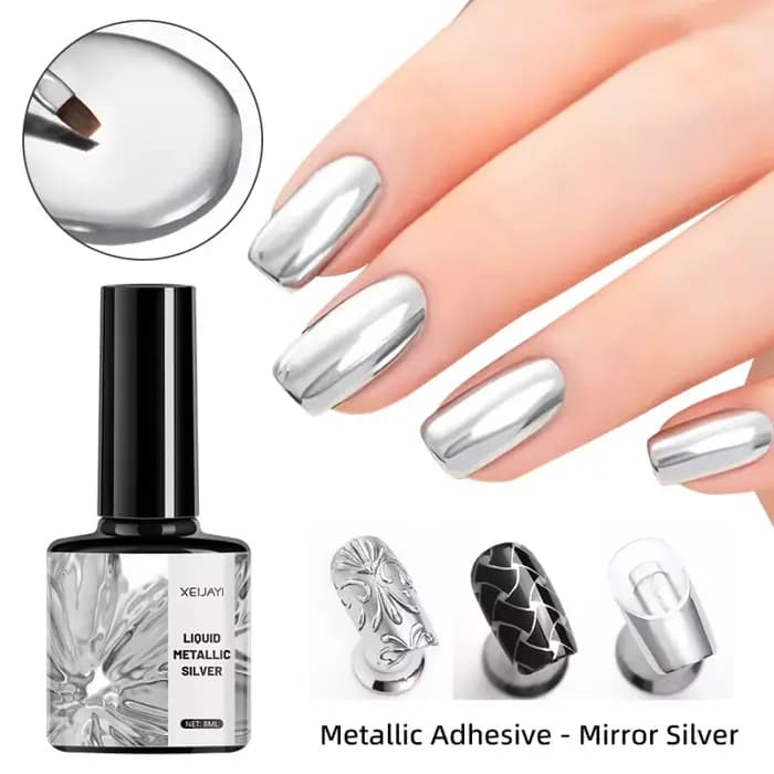 Miroir Métal Gel Vernis À Ongles avec Argent Rose Doré Peinture Dessin-Facile à Appliquer et Longue Durée