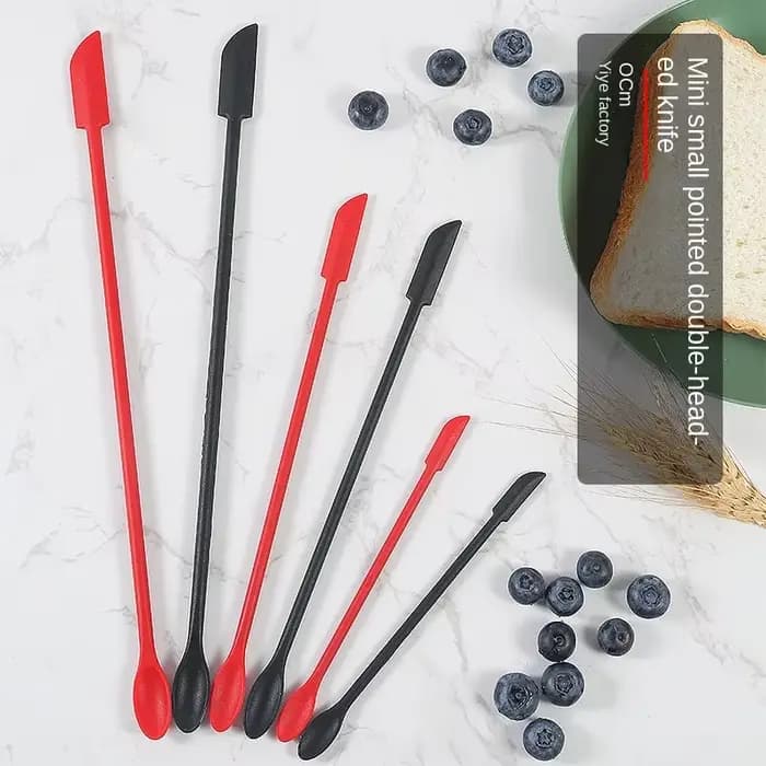 Spatule cosmétiques creuser cuillère Mini Silicone Double tête petit grattoir tranchant beurre confiture grattage