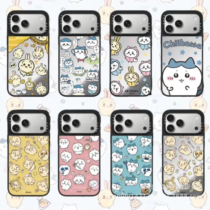 Coque de téléphone iPhone17 du dernier modèle Apple, marque Cartoon Anime Chiikawa Co, finition miroir iPhone16/15, coque de protection anti-chute