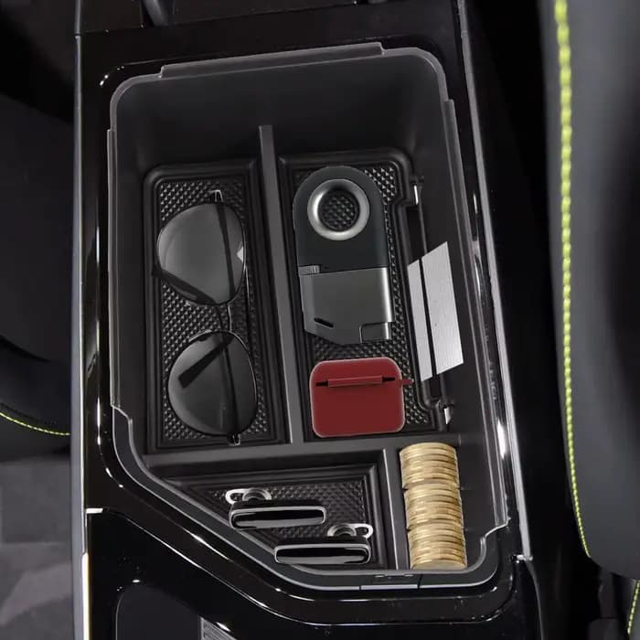Plateau organisateur de Console centrale Compatible pour Kia EV6, boîte de rangement d'accoudoir, plateau organisateur d'insertion (noir)