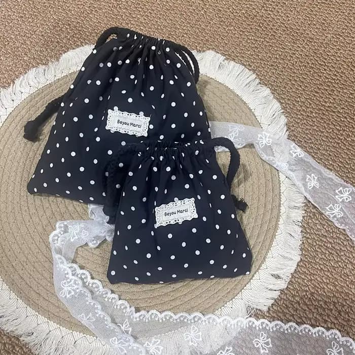 Trousse de Toilette de Voyage Grande Capacité à Cordon de Serrage à Pois