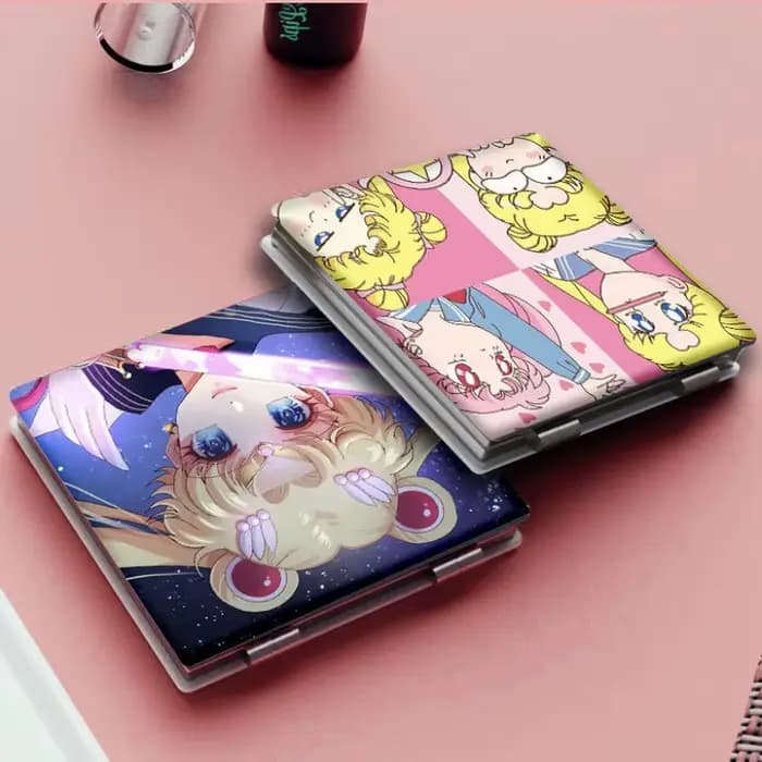 Miroir portable pliable double face à motif de dessin animé Sailor Moon