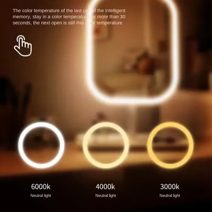 Miroir de maquillage LED avec lumière 3 couleurs