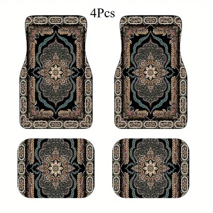 Ensemble de tapis de voiture à motif de Style rétro bohème, Design de Style ethnique, accessoires d'intérieur de voiture faciles à nettoyer, décoration artistique, 4 pièces