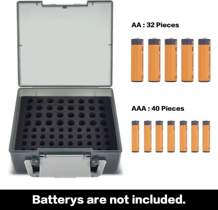 Support d'évaluation de stockage de batterie, boîtier de batterie, conteneur de garage, distributeur d'organisation domestique, peut contenir 72 AA AAA 24.com