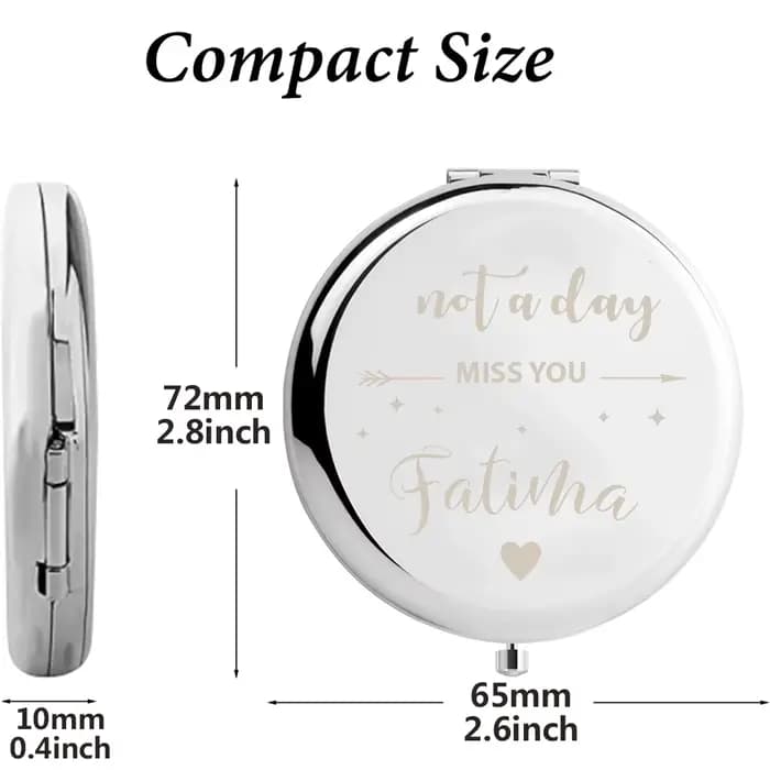 1PC Miroir argenté personnalisé avec gravure de nom