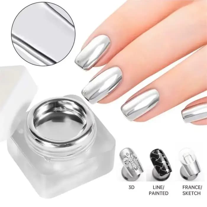 Miroir Métal Gel Vernis À Ongles avec Argent Rose Doré Peinture Dessin-Facile à Appliquer et Longue Durée
