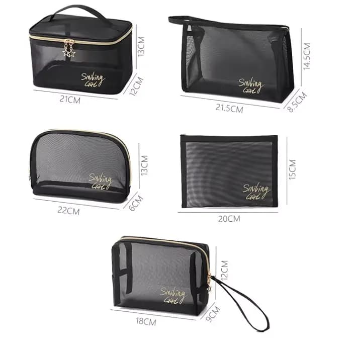 Sac de maquillage en maille transparente