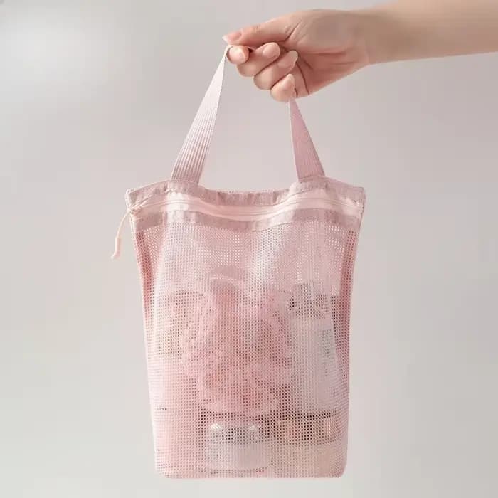 Nouvelle trousse de toilette 22x26cm avec poignée pratique, grande capacité, sac de rangement en maille pour articles de toilette, trousse de maquillage pour voyages d'affaires