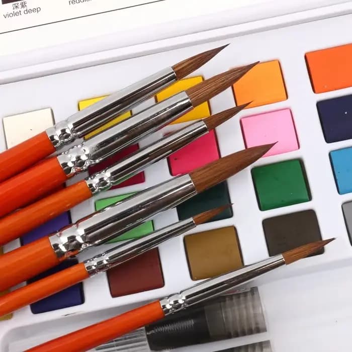 6 pièces aquarelle belette cheveux brosse conseils rond gouache pinceau ensemble de couleurs Art peinture adulte débutant étudiant peint à la main