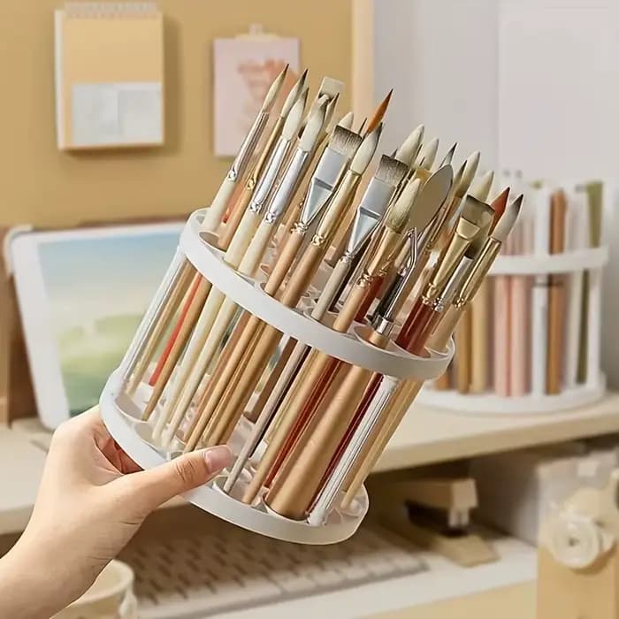 360 ° Porte-brosse rotatif – Organisateur en plastique blanc avec finition émaillée