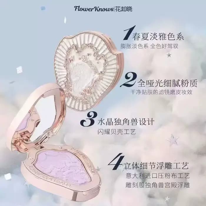 Palette de blush et de contour Flower Knows Unicorn Strawberry Rococo Embossed
