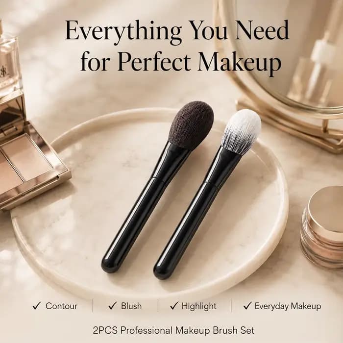 Ensemble de pinceaux de maquillage professionnels - Poils synthétiques doux et moelleux pour le fond de teint