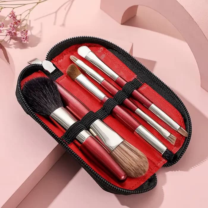 Ensemble de 5 mini-pinceaux de maquillage en poils naturels