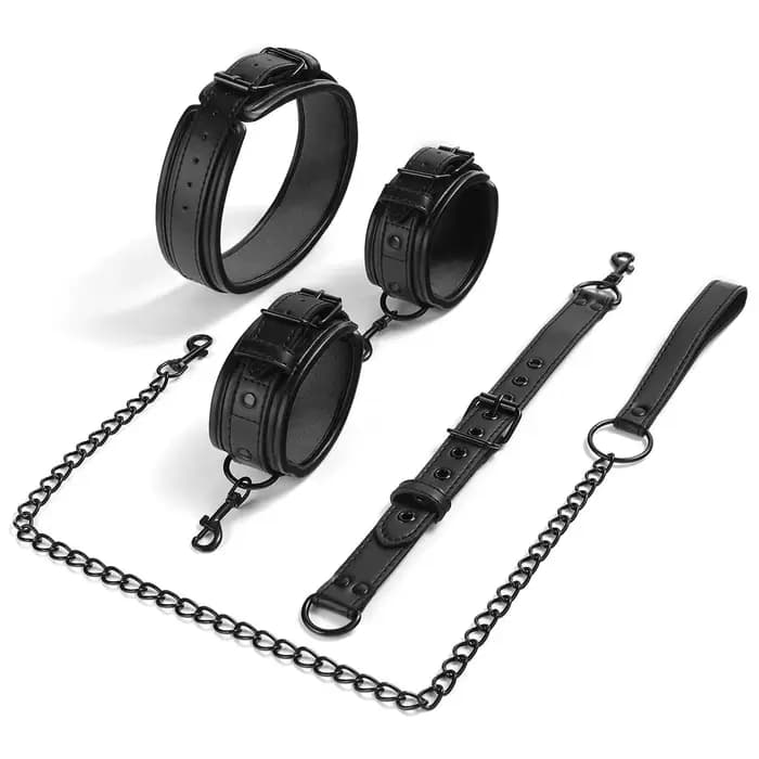 Kit de contraintes sexuelles de Bondage BDSM du cou au poignet, jouets sexuels pour Couples, ensemble de Bondage avec laisse en chaîne, collier de menottes arrière, jeu de rôle d'esclave