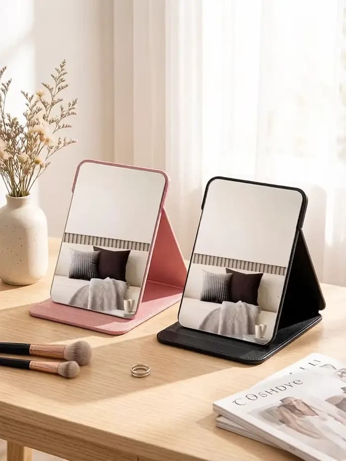 Miroir de maquillage portable pliable | Compact et adapté aux voyages | Convient aux étudiants