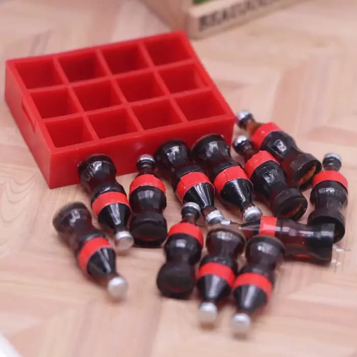 Mini bouteilles de coke miniatures pour maison de poupée, 13 pièces/ensemble, panier de boissons Cola, plateau, Kits de modèles de cuisine, scène de jeu alimentaire, accessoire de décoration